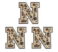QUARKZMAN Patches Lettera N Leopardo Lettere Termoadesive N Patch Bordo Nero Cucito Toppe Applicate Ricamate 6CM/2,36" Processo Adesivo a Caldo per Riparazione Abbigliamento Zaino Jeans, 3pz