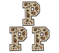 QUARKZMAN Patches Lettera P Leopardo Lettere Termoadesive P Patch Bordo Nero Cucito Toppe Applicate Ricamate 6CM/2,36" Processo Adesivo a Caldo per Riparazione Abbigliamento Zaino Jeans, 3pz
