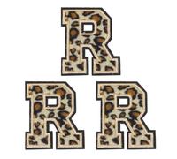 QUARKZMAN Patches Lettera R Leopardo Lettere Termoadesive R Patch Bordo Nero Cucito Toppe Applicate Ricamate 6CM/2,36" Processo Adesivo a Caldo per Riparazione Abbigliamento Zaino Jeans, 3pz