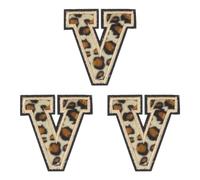 QUARKZMAN Patches Lettera V Leopardo Lettere Termoadesive V Patch Bordo Nero Cucito Toppe Applicate Ricamate 6CM/2,36" Processo Adesivo a Caldo per Riparazione Abbigliamento Zaino Jeans, 3pz