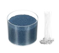 QUARKZMAN Perle Di Sabbia Per Candele Con 20 Stoppini Kit Di Ricarica Sabbia Cera 7Oz / 200g Per Ringraziamento Natale Matrimonio Fai Da Te Decorazioni Casa Artigianato Blu Mare