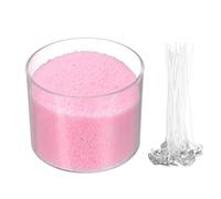 QUARKZMAN Perle Di Sabbia Per Candele Con 50 Stoppini 21Oz / 600g Kit Di Ricarica Sabbia Candele Per Thanksgiving Natale Matrimoni Fai Da Te Decorazioni Casa, Rosa