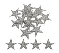 QUARKZMAN Piccoli Patch Termoadesivi a 5 Stelle Ricamati Patch Cuciti Toppe Ricamate a Stella per Abbigliamento Riparazione Zaini Scarpe Decorazione 2.9x2,9cm/1,14x1,14" 15pz, Grigio Scuro