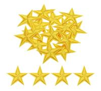 QUARKZMAN Piccoli Patch Termoadesivi a 5 Stelle Ricamati Patch Cuciti Toppe Ricamate a Stella per Abbigliamento Riparazione Zaini Scarpe Decorazione 2.9x2,9cm/1,14x1,14" 15pz, Giallo