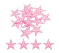 QUARKZMAN Piccoli Patch Termoadesivi a 5 Stelle Ricamati Patch Cuciti Toppe Ricamate a Stella per Abbigliamento Riparazione Zaini Scarpe Decorazione 2.9x2,9cm/1,14x1,14" 15pz, Rosa