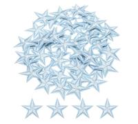 QUARKZMAN Piccoli Patch Termoadesivi a 5 Stelle Ricamati Patch Cuciti Toppe Ricamate a Stella per Abbigliamento Riparazione Zaini Scarpe Decorazione 2.9x2,9cm/1,14x1,14" 50pz, Cielo Blu