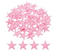 QUARKZMAN Piccoli Patch Termoadesivi a 5 Stelle Ricamati Patch Cuciti Toppe Ricamate a Stella per Abbigliamento Riparazione Zaini Scarpe Decorazione 2.9x2,9cm/1,14x1,14" 50pz, Rosa