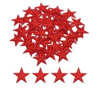 QUARKZMAN Piccoli Patch Termoadesivi a 5 Stelle Ricamati Patch Cuciti Toppe Ricamate a Stella per Abbigliamento Riparazione Zaini Decorazione 2.9x2,9cm/1,14x1,14" 50pz, Rosso Brillante