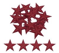 QUARKZMAN Piccoli Patch Termoadesivi a 5 Stelle Ricamati Patch Cuciti Toppe Ricamate a Stella per Abbigliamento Riparazione Zaini Scarpe Decorazione 2.9x2,9cm/1,14x1,14" 15pz, Vino Rosso