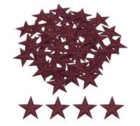QUARKZMAN Piccoli Patch Termoadesivi a 5 Stelle Ricamati Patch Cuciti Toppe Ricamate a Stella per Abbigliamento Riparazione Zaini Decorazione 2.9x2,9cm/1,14x1,14" 50pz, Rosso Vino Scuro