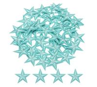 QUARKZMAN Piccoli Patch Termoadesivi a 5 Stelle Ricamati Patch Cuciti Toppe Ricamate a Stella per Abbigliamento Riparazione Zaini Scarpe Decorazione 2.9x2,9cm/1,14x1,14" 50pz, Azzurro