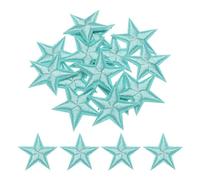 QUARKZMAN Piccoli Patch Termoadesivi a 5 Stelle Ricamati Patch Cuciti Toppe Ricamate a Stella per Abbigliamento Riparazione Zaini Scarpe Decorazione 2.9x2,9cm/1,14x1,14" 15pz, Azzurro