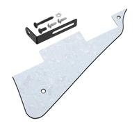 QUARKZMAN Pickguard Per Chitarra LP 4 Strati, Pickguard Per Chitarra Elettrica 2 Fori Con Staffa Cromata Nera Per Les Standard Series, Perline Perle Bianca