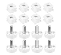 QUARKZMAN Piedini Livellanti per Mobili, 16 Set 20 x 20mm - Livellatore Regolabile per Mobili con Inserto Quadrato, Inserto per Tappi Terminali con Dado Filettato M8 (Bianco)