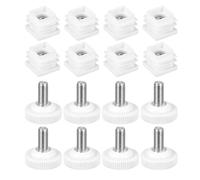 QUARKZMAN Piedini Livellanti per Mobili, 20 Set 20 x 20 Mm - Livellatore Regolabile per Mobili con Inserto Quadrato, Inserto per Tappi Terminali con Dado Filettato M8 (Bianco)