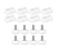 QUARKZMAN Piedini Livellanti per Mobili, 8 Set 20 x 40 Mm - Livellatore Regolabile per Mobili con Inserto Quadrato, Inserto per Tappi Terminali con Dado Filettato M8 (Bianco)
