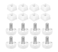 QUARKZMAN Piedini Livellanti per Mobili, 8 Set 25 x 25mm - Livellatore Regolabile per Mobili con Inserto Quadrato, Inserto per Tappi Terminali con Dado Filettato M8 (Bianco)