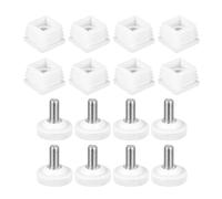 QUARKZMAN Piedini Livellanti per Mobili, 8 Set 30 x 30 Mm - Livellatore Regolabile per Mobili con Inserto Quadrato, Inserto per Tappi Terminali con Dado Filettato M8 (Bianco)