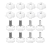 QUARKZMAN Piedini Livellatori per Mobili, 8 Set 25 x 25 Mm - Livellatore Regolabile per Mobili con Inserto Quadrato, Inserto per Tappi Terminali con Dado Filettato M8 (Bianco)
