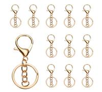 QUARKZMAN Portachiavi a Forma Chela Aragosta, 12pz Moschettoni a Forma Chela Aragosta con Ring Piatto Portachiavi e Catena per Accessori Fai Da Te, Metallo