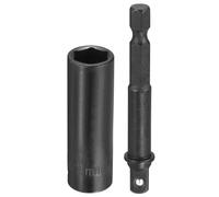 QUARKZMAN Presa d'impatto a 6 punti profonda 1/4 di pollice 11mm 50mm | Adattatore a gambo esagonale da 1/4 di pollice 65mm, metrico, acciaio cromo vanadio, per dadi e bulloni esagonali