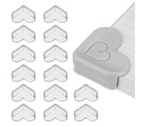 QUARKZMAN Protettori d'Angolo, 24 Pezzi Paraspigoli e Bordi per Mobili Paracolpi di Sicurezza per Bordi Tavolo e Angoli Vivi (Forma Cuore, Grigio)