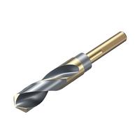 QUARKZMAN Punta da Trapano 21.4mm 4241 HSS 1/2" Finitura Nera e Oro | Gambo Ridotto a 3 Piani, 118°, Diametro 27/32", per Lavorazione Leggera di Acrilico, Plastica, Legno, Metallo Morbido