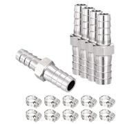 QUARKZMAN Raccordo a Barba 1/4" (7mm) a 5/16" (8mm) 5 Pezzi | Giuntatore Riparatore di Metalli, Acciaio Inossidabile 304, per Stampa 3D, Compressore d'Aria, Macchina CNC, Matrici