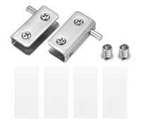 QUARKZMAN Regolabile Vetro Porta Cerniere Morsetto 1 Coppia Inossidabile Acciaio Armadio Vetro Porta Pivot Cerniera Clip per 5-8mm Spessore Vetro Argento 40x10x20mm