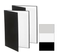 QUARKZMAN Riflettore 42x29cm 2 Pezzi 3 in 1 Nero&Bianco&Argento | Cartone, Pieghevole e Stabile, Autoportante, per Natura Morta Prodotto Cibo Foto Scatto, Luce e Fotografia