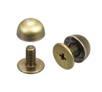 QUARKZMAN Rivetti a Vite, 12 Sets Rivetti a Punta Rotonda 8x5mm per Borse in Pelle Fai-Da-Te per Borse Cinture Artigianato in Pelle, Tono Bronzo