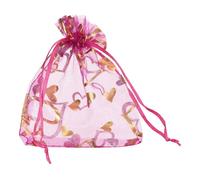 QUARKZMAN Sacchetti Organza, 10 x 12cm, Buste Regalo con Coulisse Cuore in Rete Trasparente, Sacchettini Bomboniere Ingrosso, Sacchetti per Gioielli,(Rosso-Rosa-Oro, 100Pz)