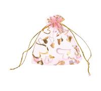 QUARKZMAN Sacchetti Organza, 9 x 12cm, Buste Regalo con Coulisse Cuore in Rete Trasparente, Sacchettini Bomboniere Ingrosso, Sacchetti per Gioielli,(Rosa-Oro, 100Pz)