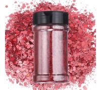 QUARKZMAN Scintillio Olografici Grana Grossa 3,5oz/100g Bordeaux Brillantini Olografici Polvere Mista Grosso e Fine Paillettes Iridescenti per Unghie Capelli Resina Epossidica
