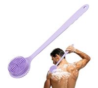 QUARKZMAN Scrubber Per Schiena In Silicone, Scrubber Per Doccia Con Manico Lungo Spazzola Da Bagno Con Anima In Nylon Doppia Faccia Esfoliante Massaggio Morbido Per Uomo Donna, Viola