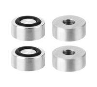 QUARKZMAN Set 4 Dischi Alluminio Forma Rotonda Diametro 20mm Spessore 8mm Filettatura M8, Adattatore Disco Alluminio per Piano Tavolo Vetro Anello Gomma Antiscivolo per Tavoli Vetro Tè