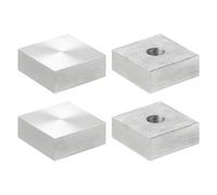 QUARKZMAN Set 4 Dischi Quadrati Alluminio Forma Quadrata 25mm Diametro e 10mm Spessore Filettatura M8, Adattatore per Disco Circolare Alluminio Piano Vetro Tavolini Tè Vetro