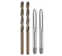 QUARKZMAN Set di 2 punte filettate metriche M6 x 1,25 e 2 punte elicoidali da 4,7 mm, non rivestite/giallo bruciato HSS 6542/M35 HSS CO