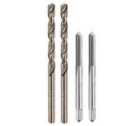 QUARKZMAN Set di 2 viti filettate metriche M5 x 0,5 e 2 punte elicoidali da 4,5 mm, non rivestite/giallo tostato, HSS 6542/M35 HSS CO