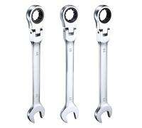 QUARKZMAN Set di 3 Chiavi a Cricchetto Flessibili 20/21/22mm Testa Girevole a 180° Chiavi a Cricchetto Metriche Combinazione Chiavi a Cricchetto 72 Denti Acciaio Al Cromo Vanadio Estremità