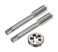 QUARKZMAN Set di 3 Pezzi Rubinetti e Matrici, Maschio Filettatore 1/2-28 UNEF e Filiera Rotonda, Attrezzo per Filettatura e Maschiatura Kit per Riparazione Filetti Dadi Viti Bulloni