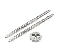 QUARKZMAN Set di 3 Pezzi Rubinetti e Matrici, Maschio Filettatore UNC 4-40 e Filiera Rotonda, Kit di Maschiatura e Filettatura per Riparazione Filetti di Dadi e Bulloni