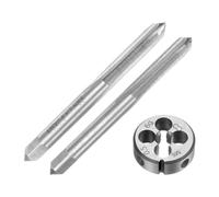 QUARKZMAN Set di 3pz Maschi e Filiera Metrici a Mano, M6 x 0.5 Maschi con Filettatura Conica/Tappo e Filiere Rotondo, Kit di Attrezzi Filettatura a Mano per Riparazione Filetti