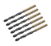 QUARKZMAN Set di 6 punte elicoidali per metallo, 6,8 mm, lunghezza 109 mm, oro titanio e nero, punta rivestita in nitruro HSS6542 con codolo dritto da 6,8 mm, per acciaio inossidabile, metallo, legno