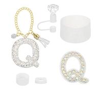 QUARKZMAN Set Di Accessori Per Stanley Tumbler Cup, Decorazioni Con Iniziali Per Tumbler Cup 30/40OZ Include Diamante Tappo Cannuccia Portachiavi Con Lettera Adesivo Base In Silicone