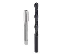 QUARKZMAN Set di Maschio e Punte per Trapano, Maschio per Filettatura 7/16-20 Unf e Punta Trapano Elicoidale 25/64" Ossido Nero Maschio a Flauto Dritto Filettatura Riparazione Utensile Kit.