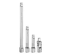 QUARKZMAN Set di prolunghe per chiavi a cricchetto da 2", 3", 6", in acciaio al cromo vanadio, con attacco quadro e attacco universale da 1/4", set da 4 pezzi in argento.