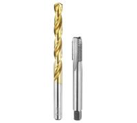 QUARKZMAN Set di Punte e Maschi per Filettare, Maschio M10 x 1.25 Metrico a Flauto Dritto & Punte da Trapano da 8.7mm, HSS-6542 Non Rivestito/Rivestito in Titanio