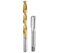 QUARKZMAN Set di Punte e Maschi per Filettare Punte da Trapano da 10.8mm | Maschio M12 x 1.25 Metrico a Flauto Dritto, HSS-6542, Rivestimento in Titanio/Non Rivestito