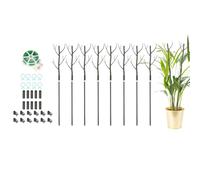 QUARKZMAN Set di Supporti per Piante, 8 Pezzi Strutture di Supporto per Steli di Piante 27.5" Supporti per Rami di Piante con Asticelle Estensibili, Clip per Orchidee, Legacci, Marrone